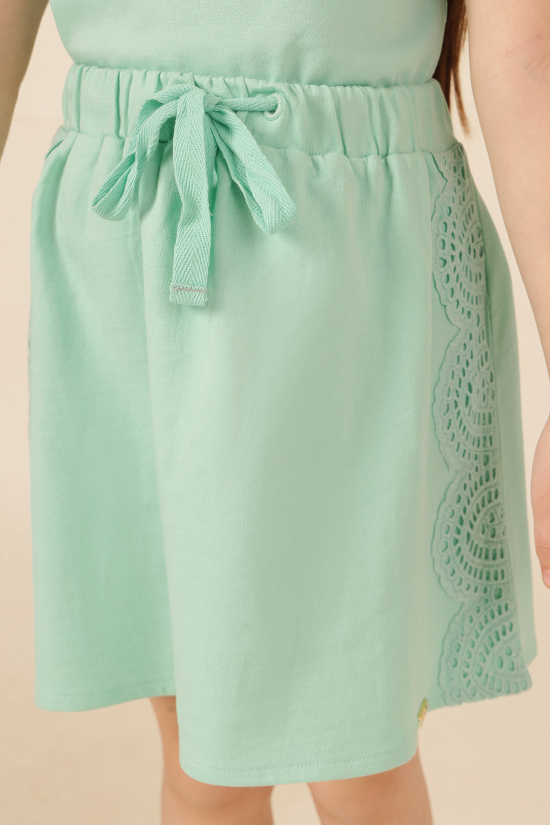 Girls Mint French Terry Knit Skirt