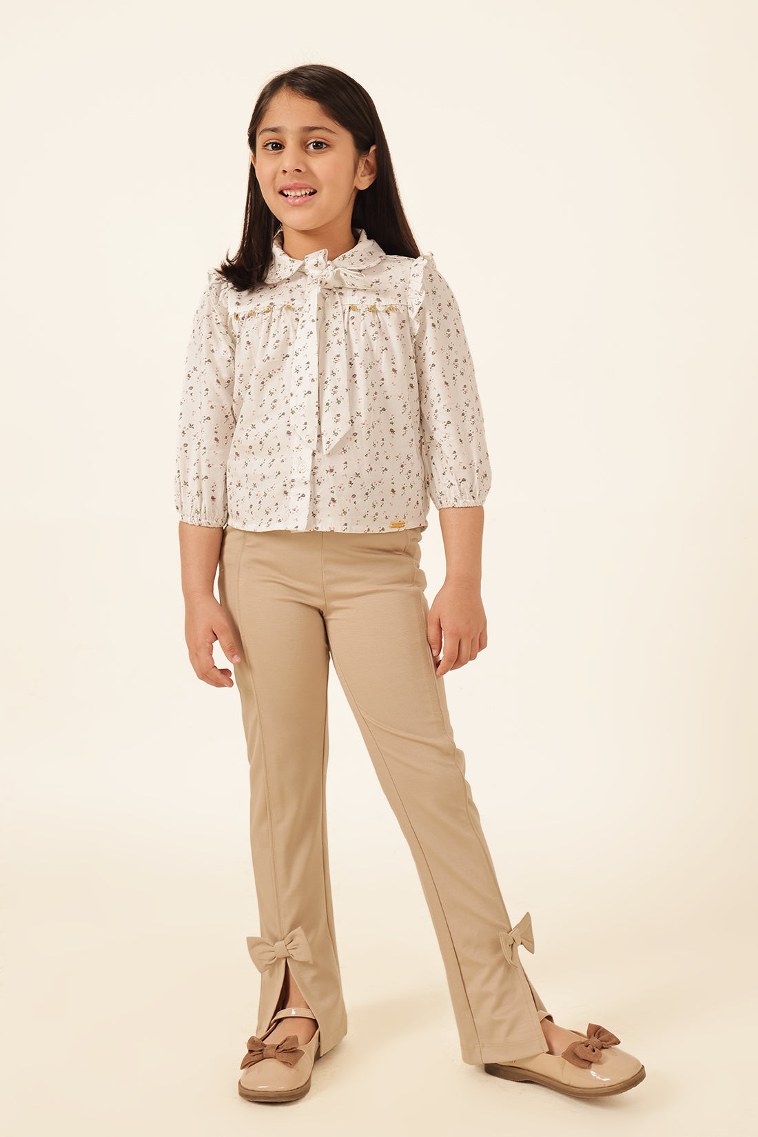 Girls Brown Solid Tencel Lycra Jegging