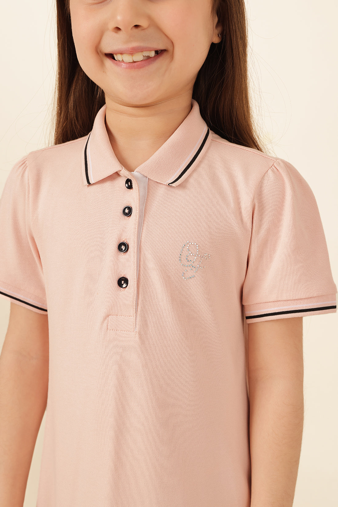 Girls Pink Polo Neck Knit Dress