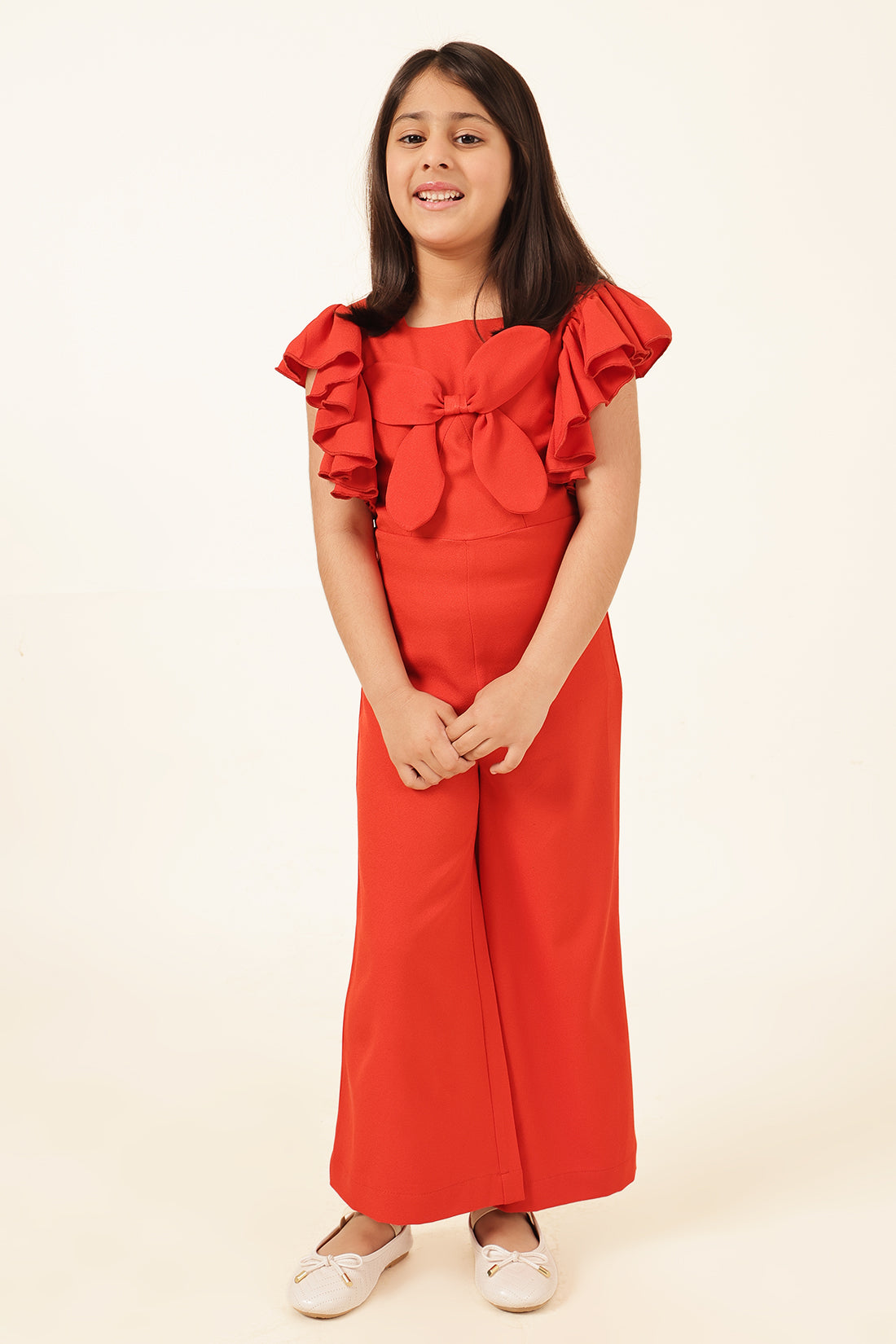 Girls Rust Sleeveless Poly Moss Jumpsuit