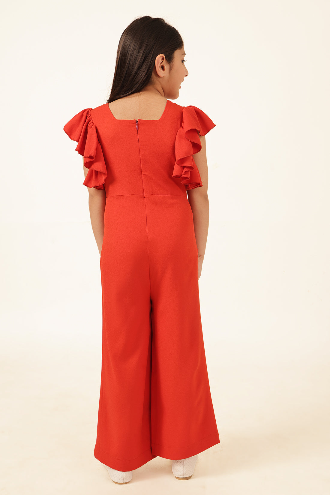 Girls Rust Sleeveless Poly Moss Jumpsuit