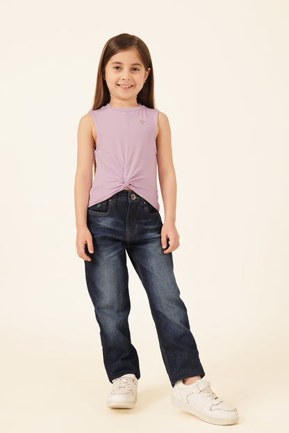 Girls Lilac Printed Cotton Jersey T-Shirt