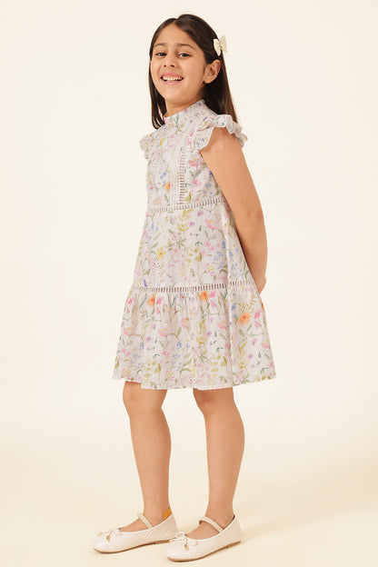 Girls Multi Printed Cotton Dobby Dress