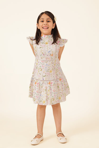 Girls Multi Printed Cotton Dobby Dress