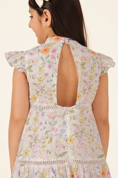 Girls Multi Printed Cotton Dobby Dress