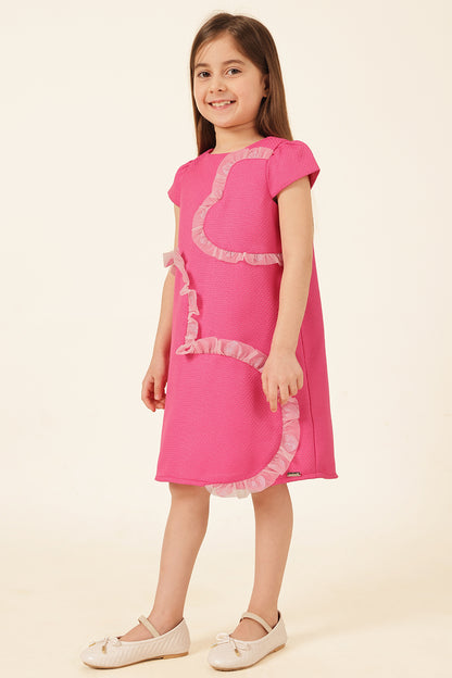 Girls Pink Boucle Woven Dress