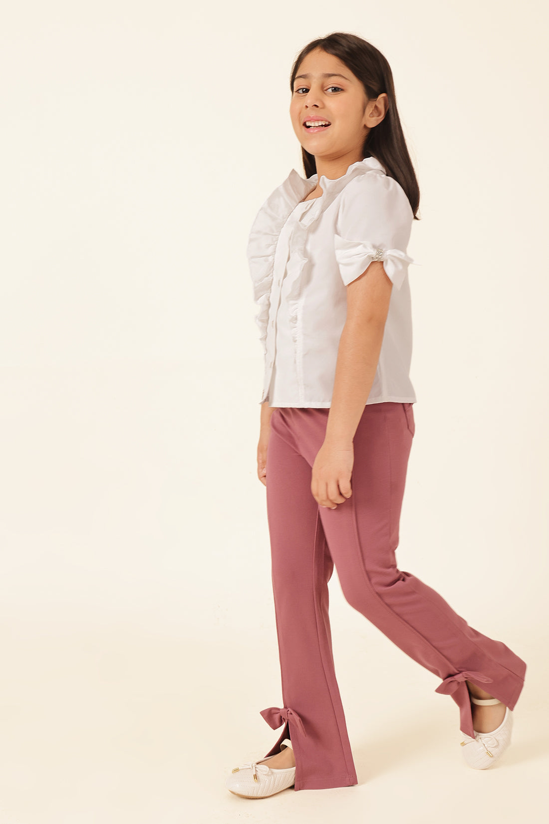 Girls Pink Solid Tencel Lycra Jegging