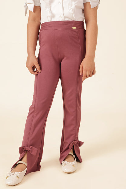 Girls Pink Solid Tencel Lycra Jegging