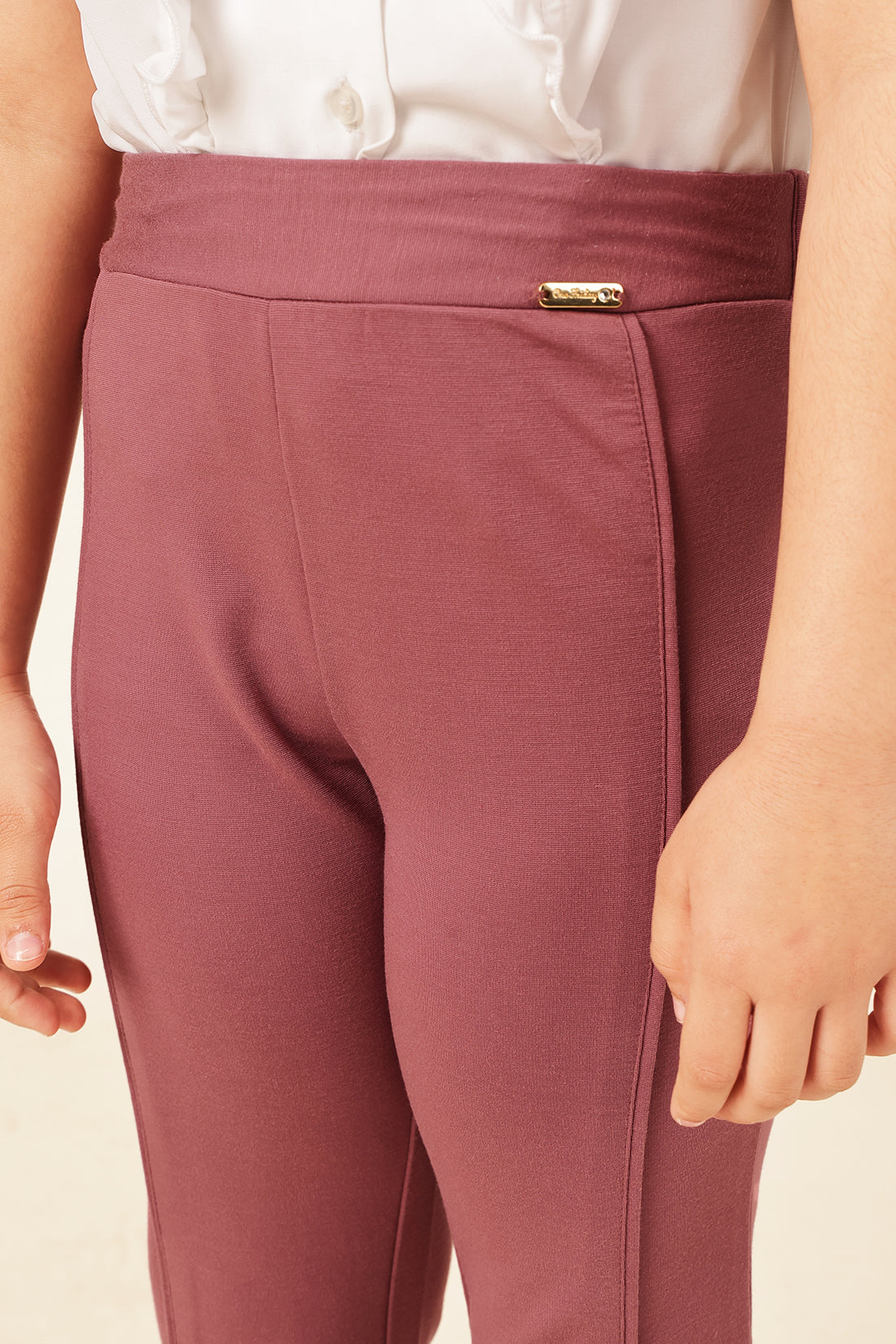 Girls Pink Solid Tencel Lycra Jegging