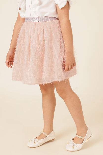 Girls Pink Fringed Woven Skirt