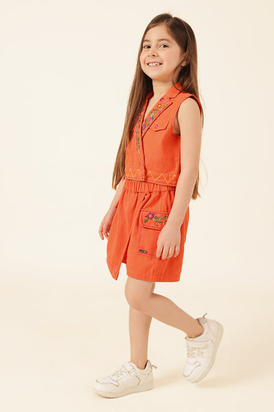 Girls Orange Cotton Twill Skirt