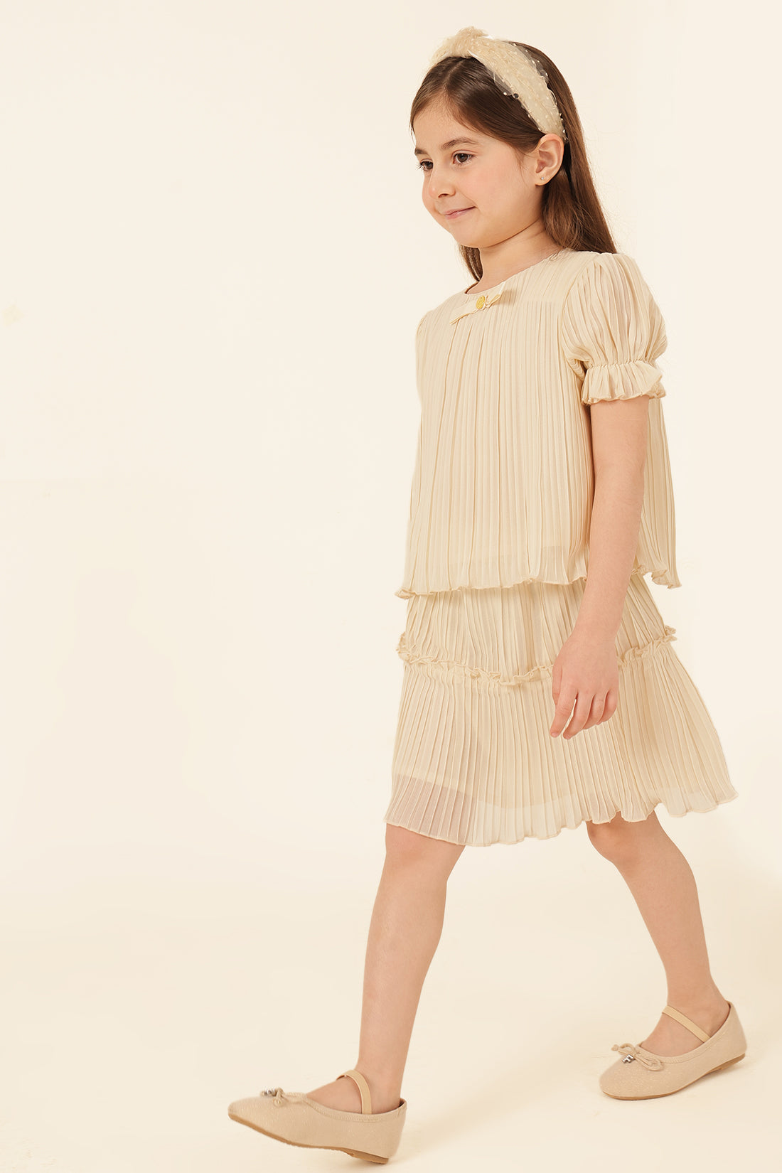 Girls Sand Solid Poly Georgette Skirt