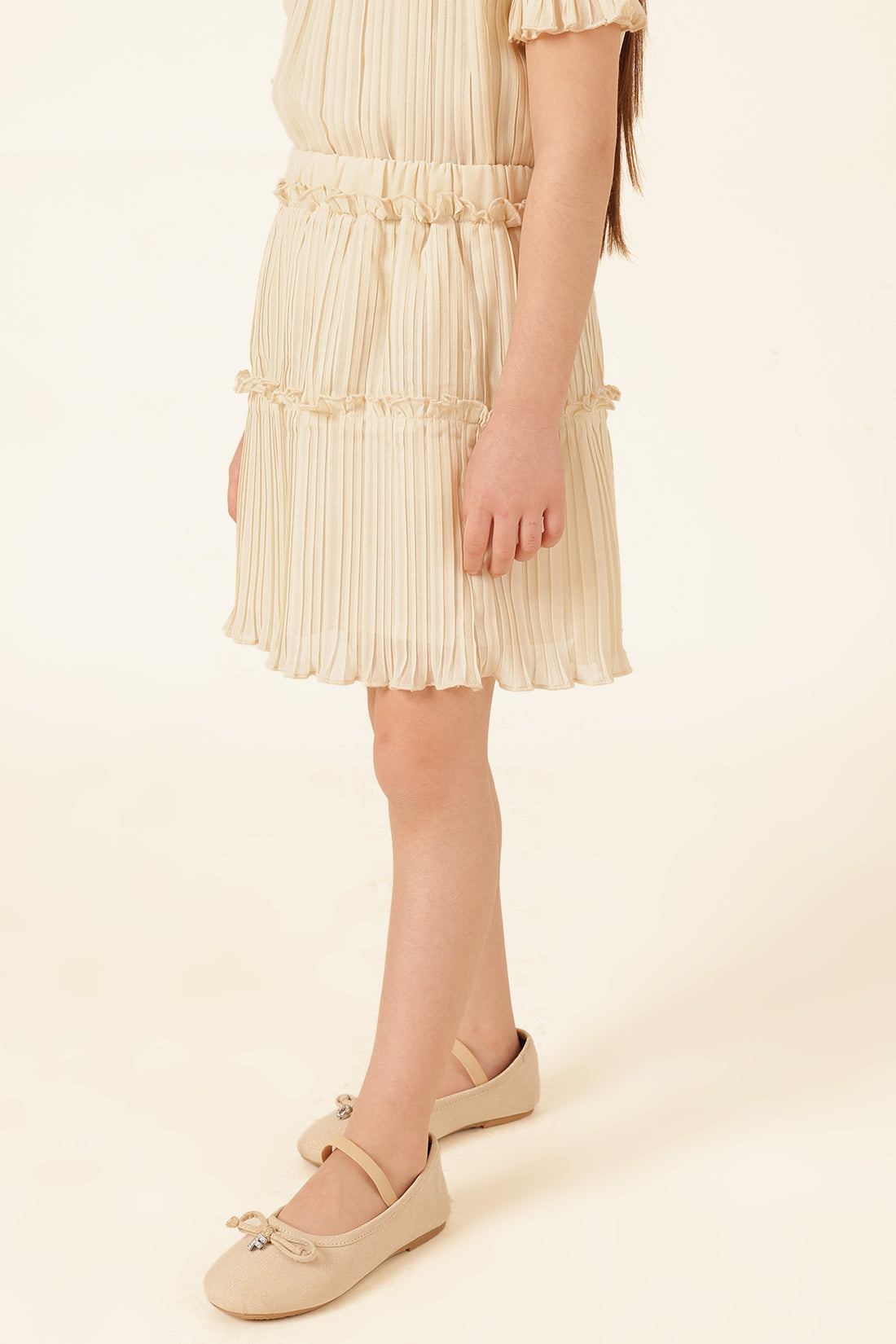 Girls Sand Solid Poly Georgette Skirt