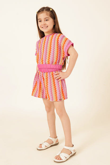 Girls Multi Abstract Cap Sleeve Top