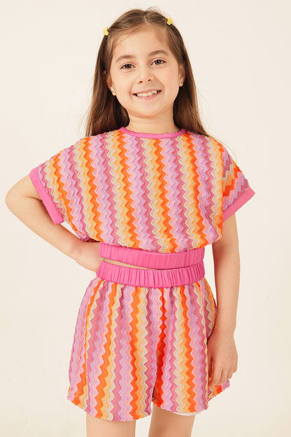 Girls Multi Abstract Cap Sleeve Top