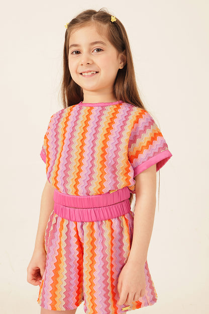 Girls Multi Abstract Cap Sleeve Top