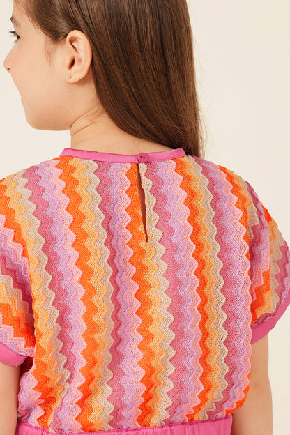 Girls Multi Abstract Cap Sleeve Top