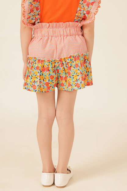 Girls Multi Floral Yarn Dyed Skirt