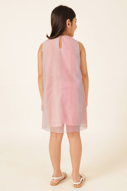 Girls Multi Color Cotton Zip Closure Dress