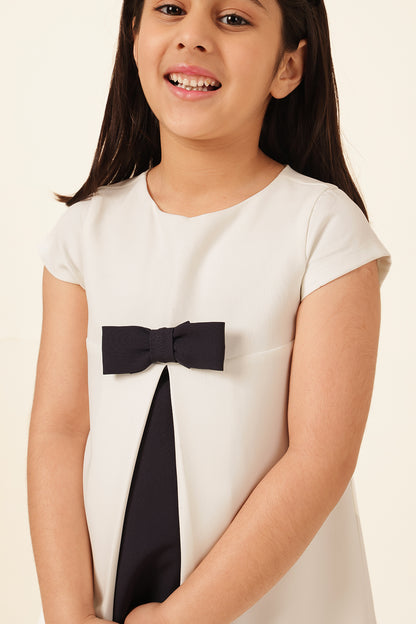 Girls Off White Banana Crepe Dress