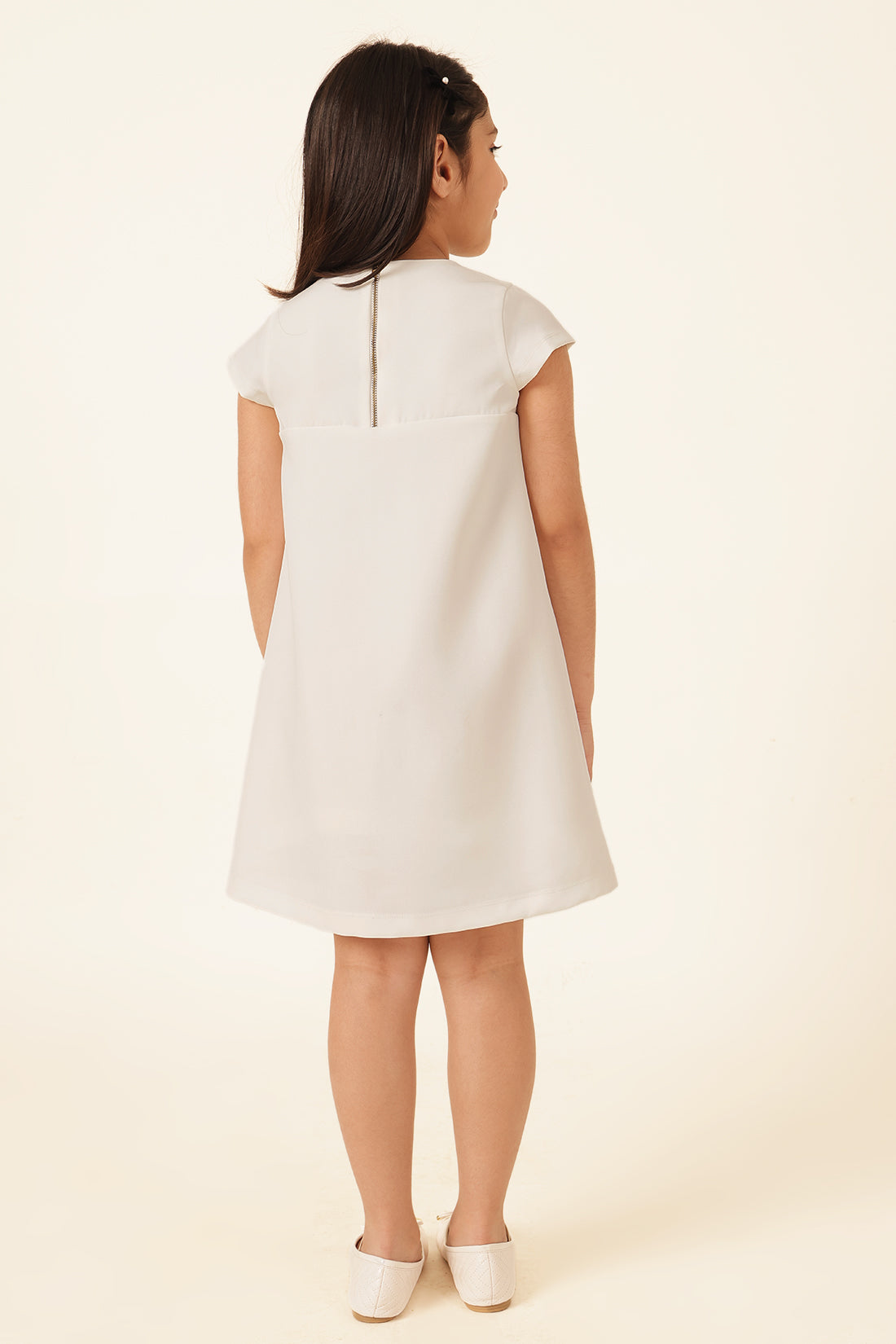 Girls Pink Solid Cotton Summer Dress – Zip Closure