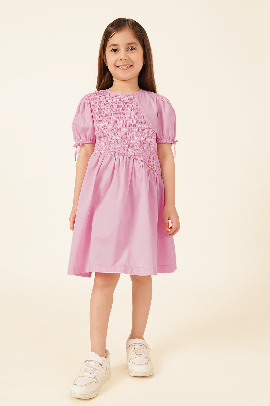 Girls Pink Cotton Twill Dress