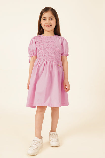 Girls Pink Cotton Twill Dress
