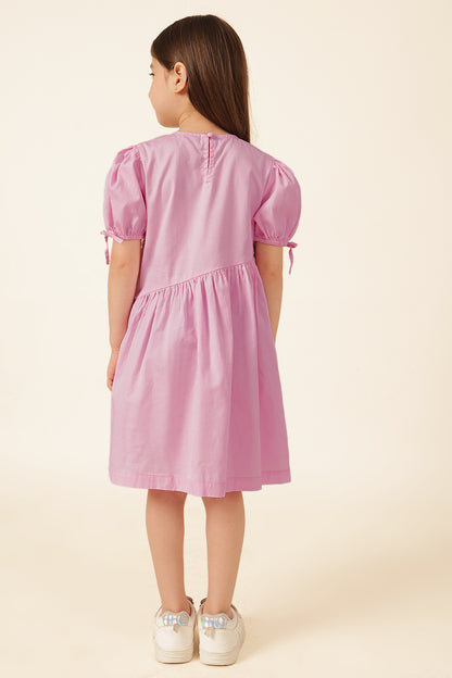 Girls Pink Cotton Twill Dress