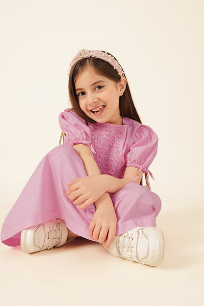 Girls Pink Cotton Twill Dress