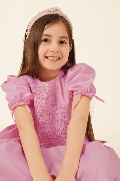 Girls Pink Cotton Twill Dress