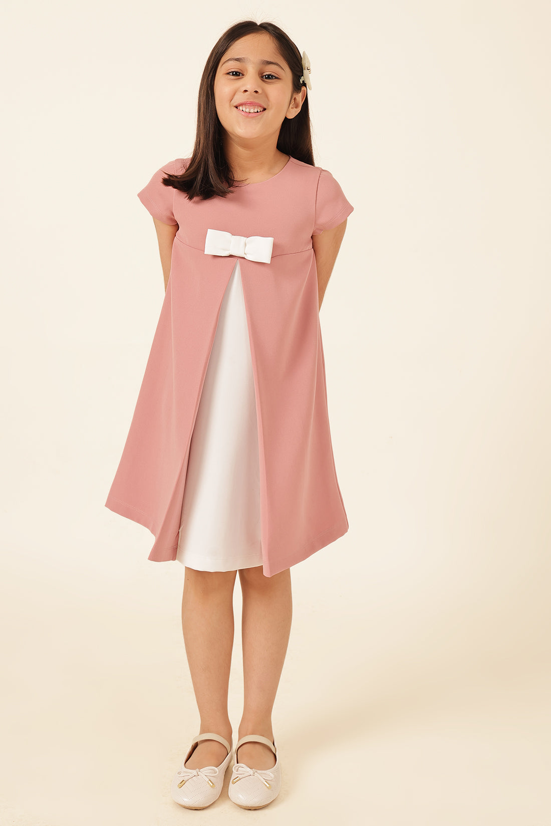 Girls Nude Banana Crepe Dress