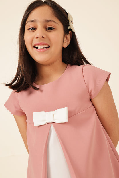 Girls Nude Banana Crepe Dress