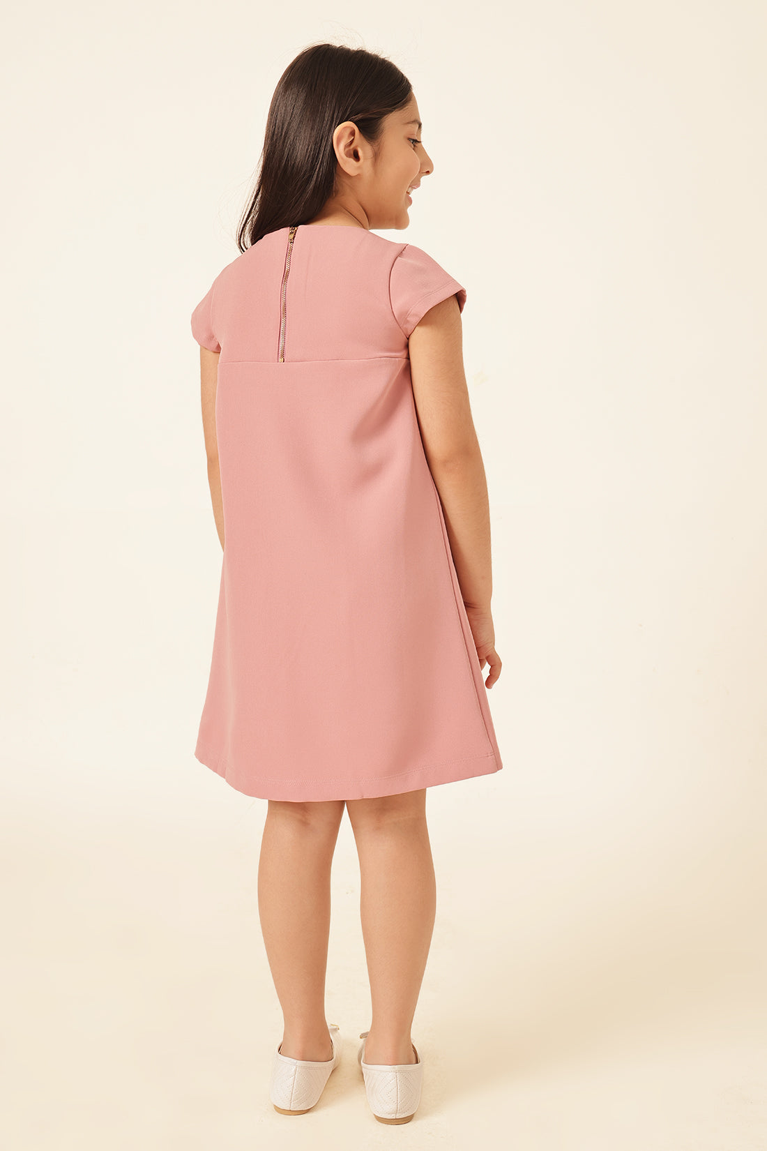 Girls Nude Banana Crepe Dress