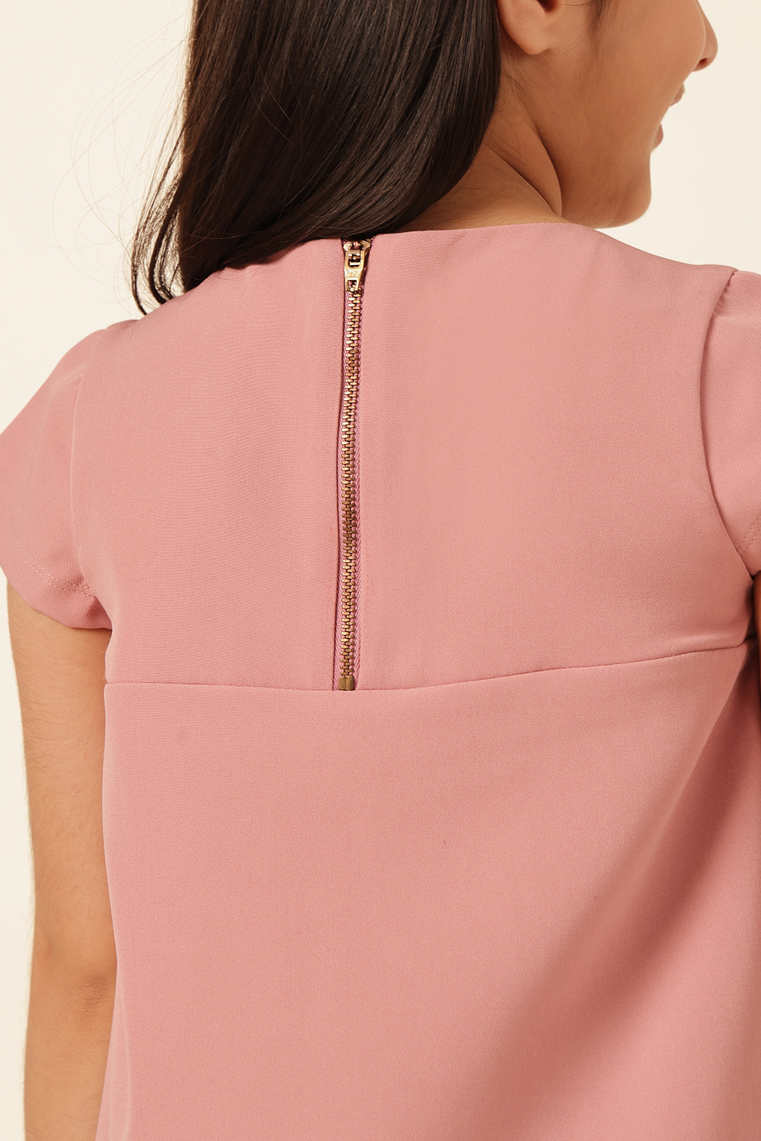 Girls Nude Banana Crepe Dress