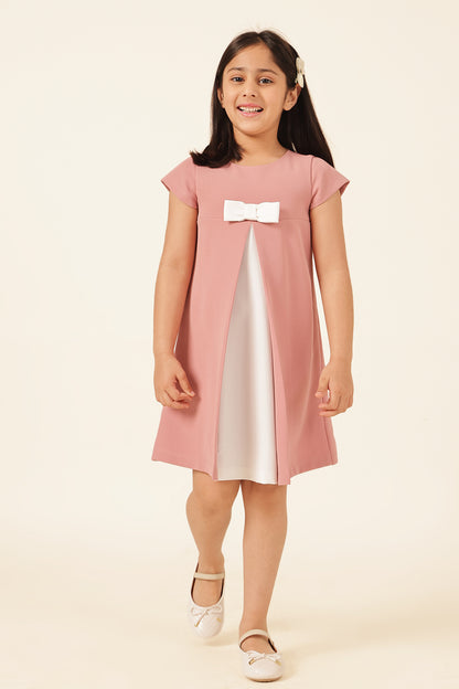 Girls Nude Banana Crepe Dress