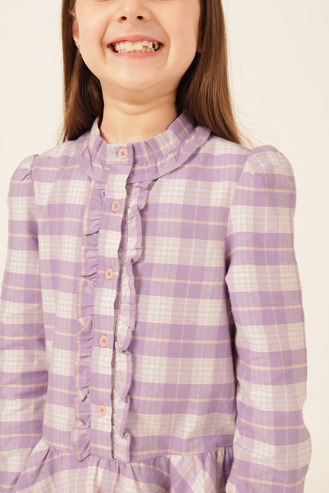 Girls Multi Checked Yarn Dyed Dress