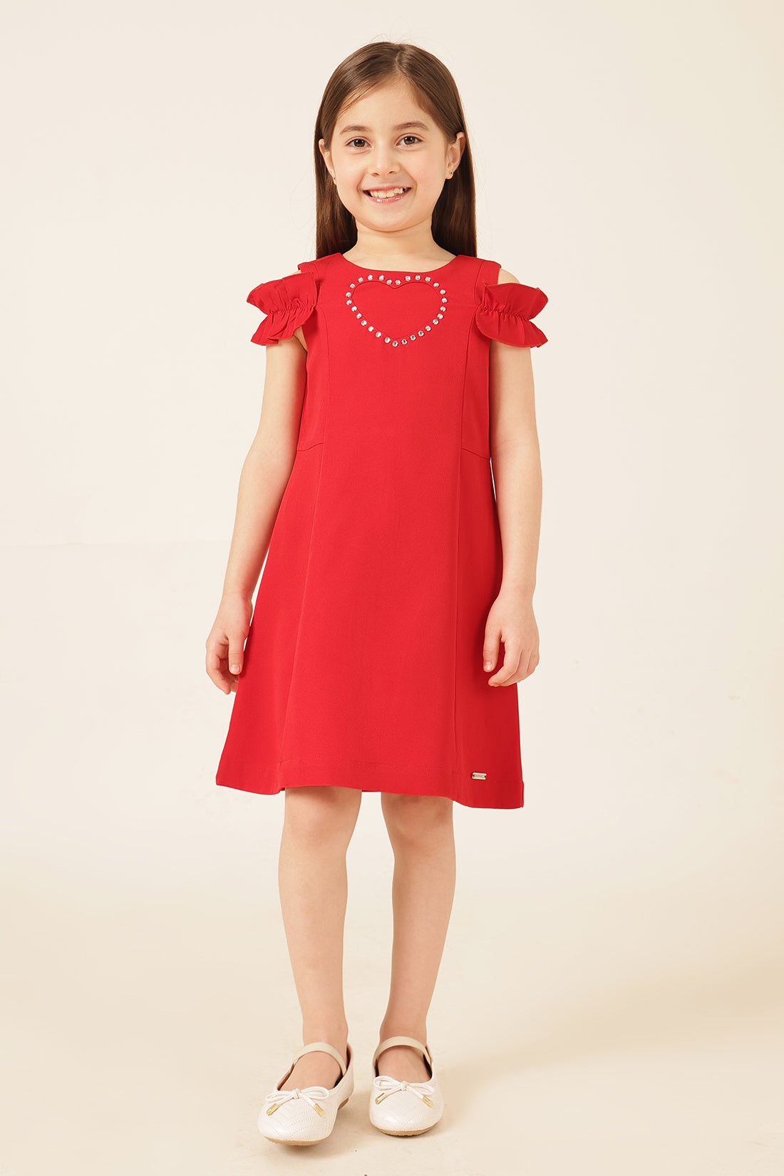 Girls Red Banana Crepe Dress