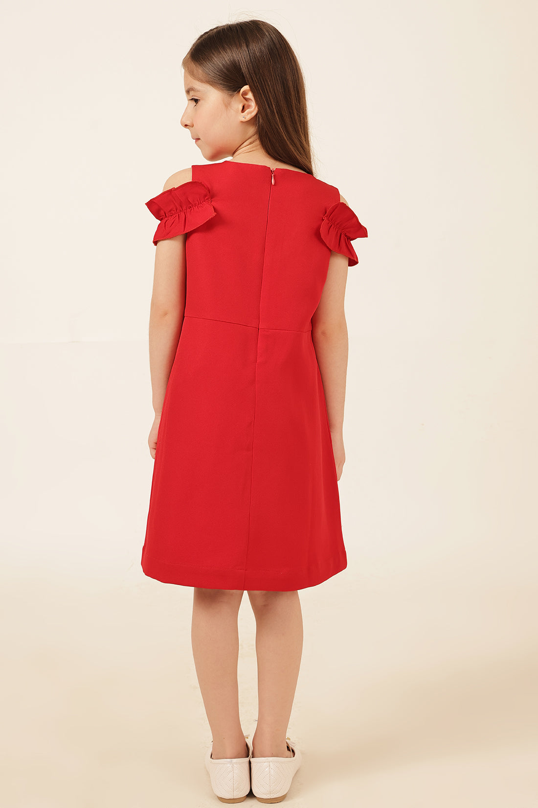 Girls Red Banana Crepe Dress