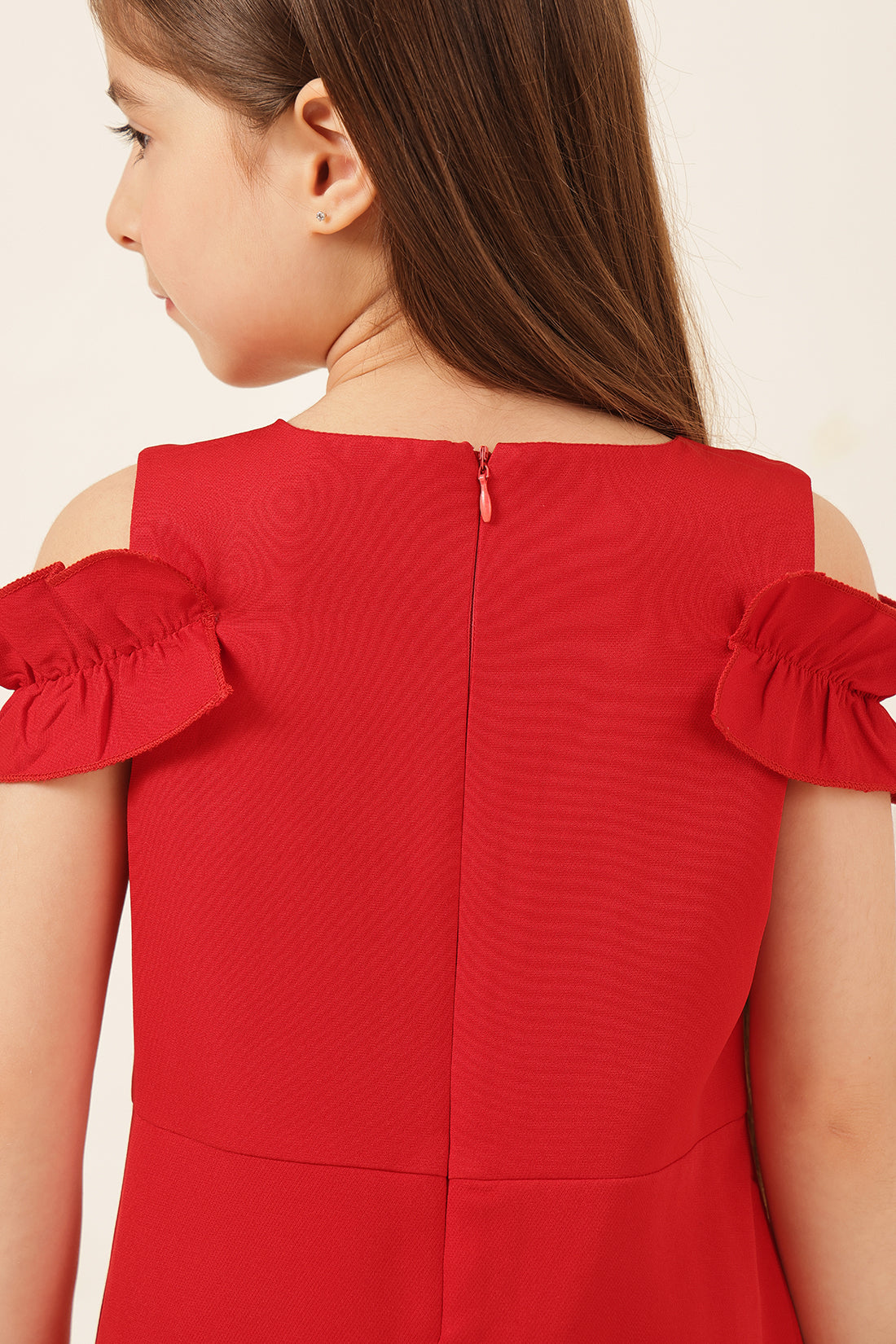 Girls Red Banana Crepe Dress