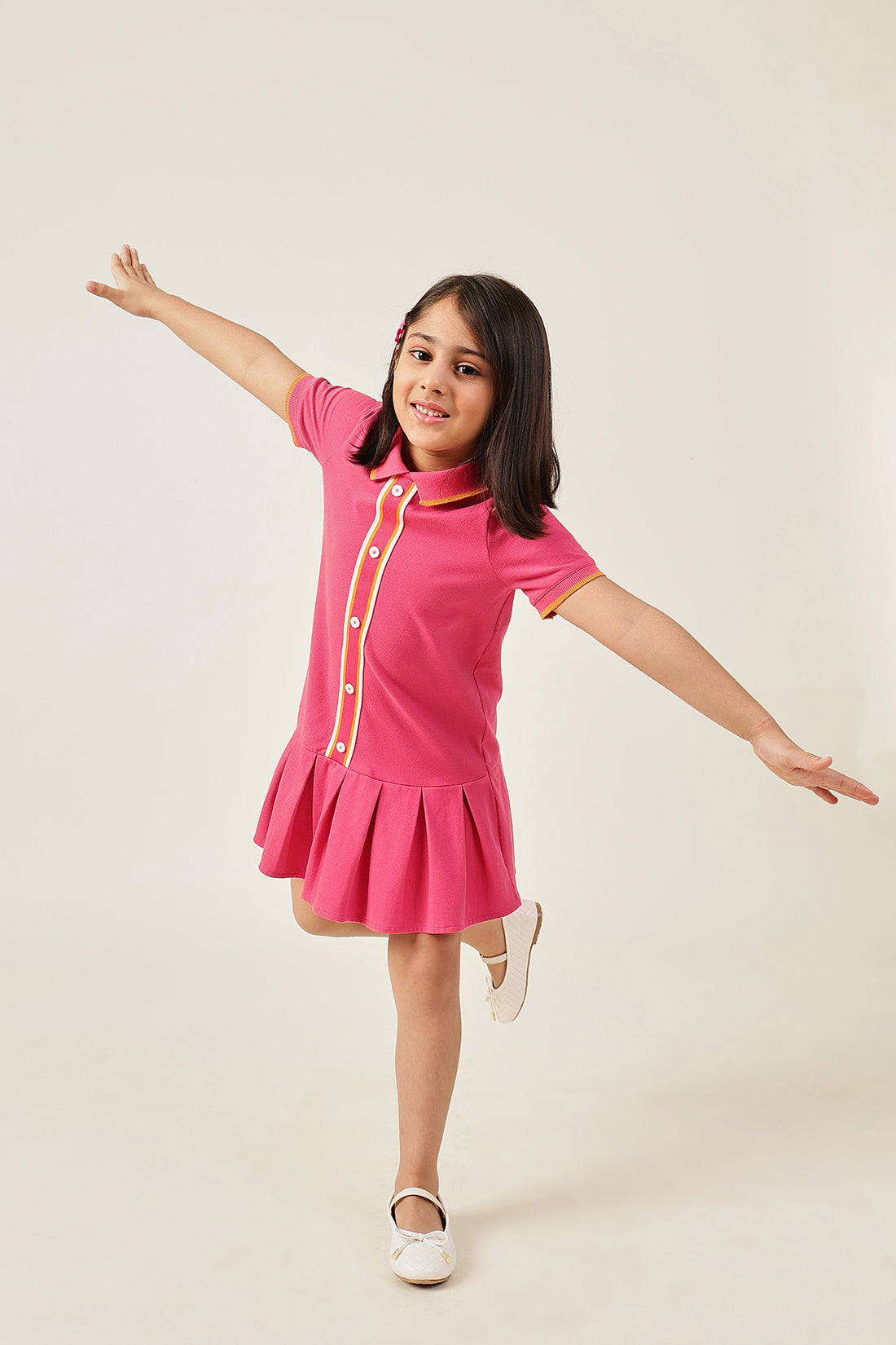 Girls Pink Sleeveless Knit Shirt Dress