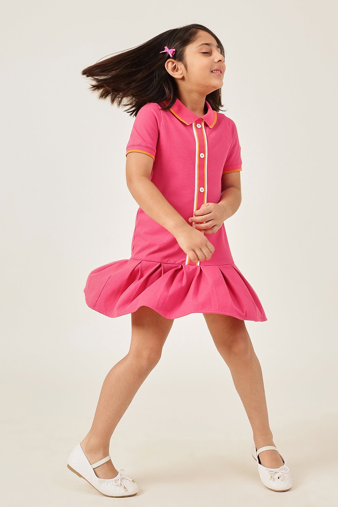 Girls Pink Sleeveless Knit Shirt Dress