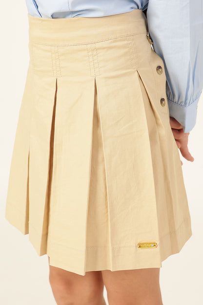 Girls’ Beige Box Pleated Skirt One Friday