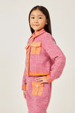 One Friday Girls’ Pink Bouclé Jacket