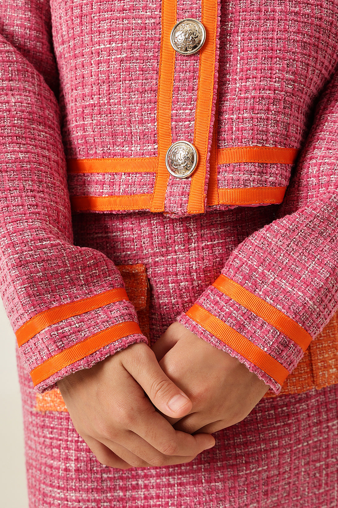 One Friday Girls’ Pink Bouclé Jacket