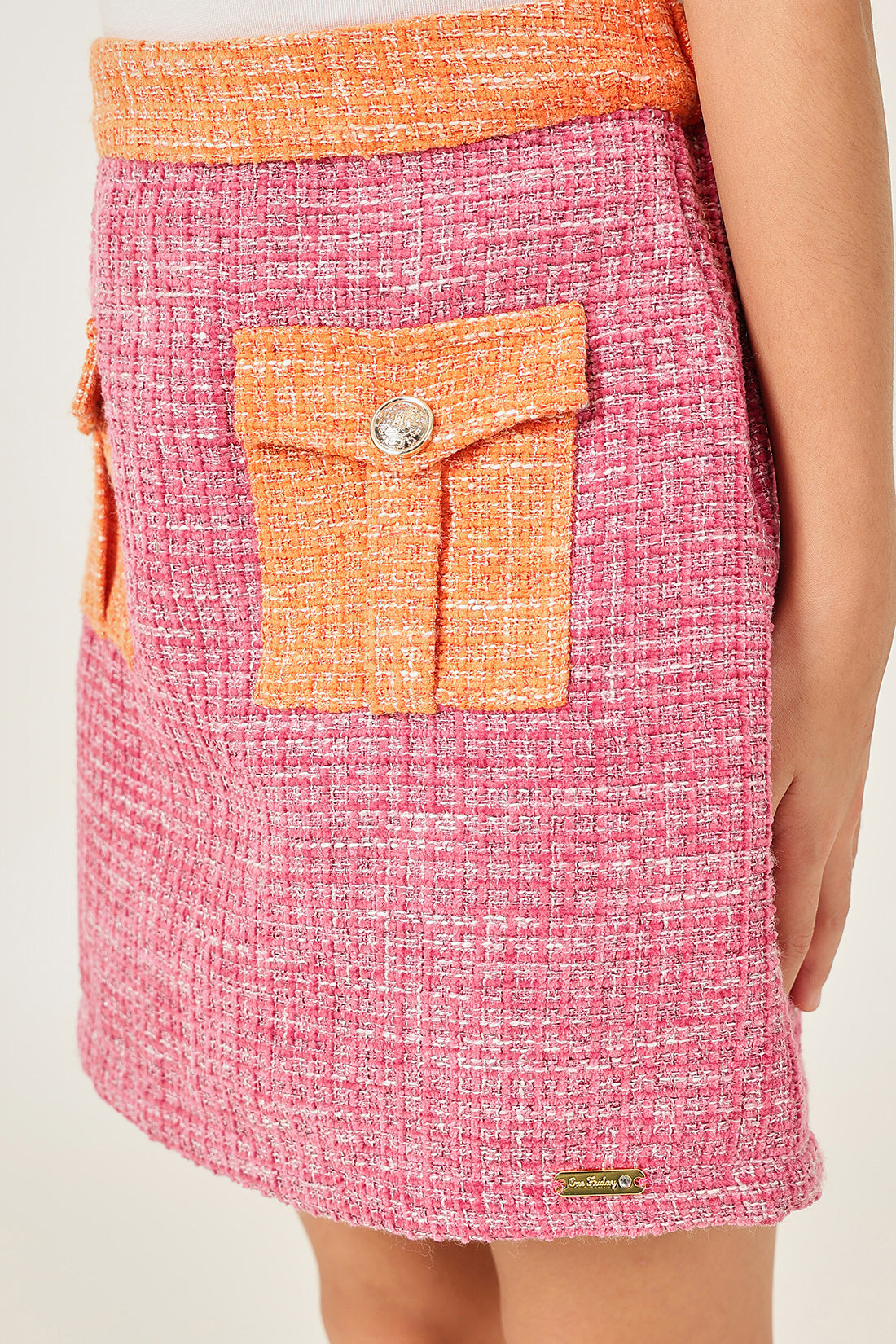 Girls’ Pink Bouclé Woven Skirt One Friday