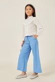 Girls Blue Trouser with Buttoned Waist