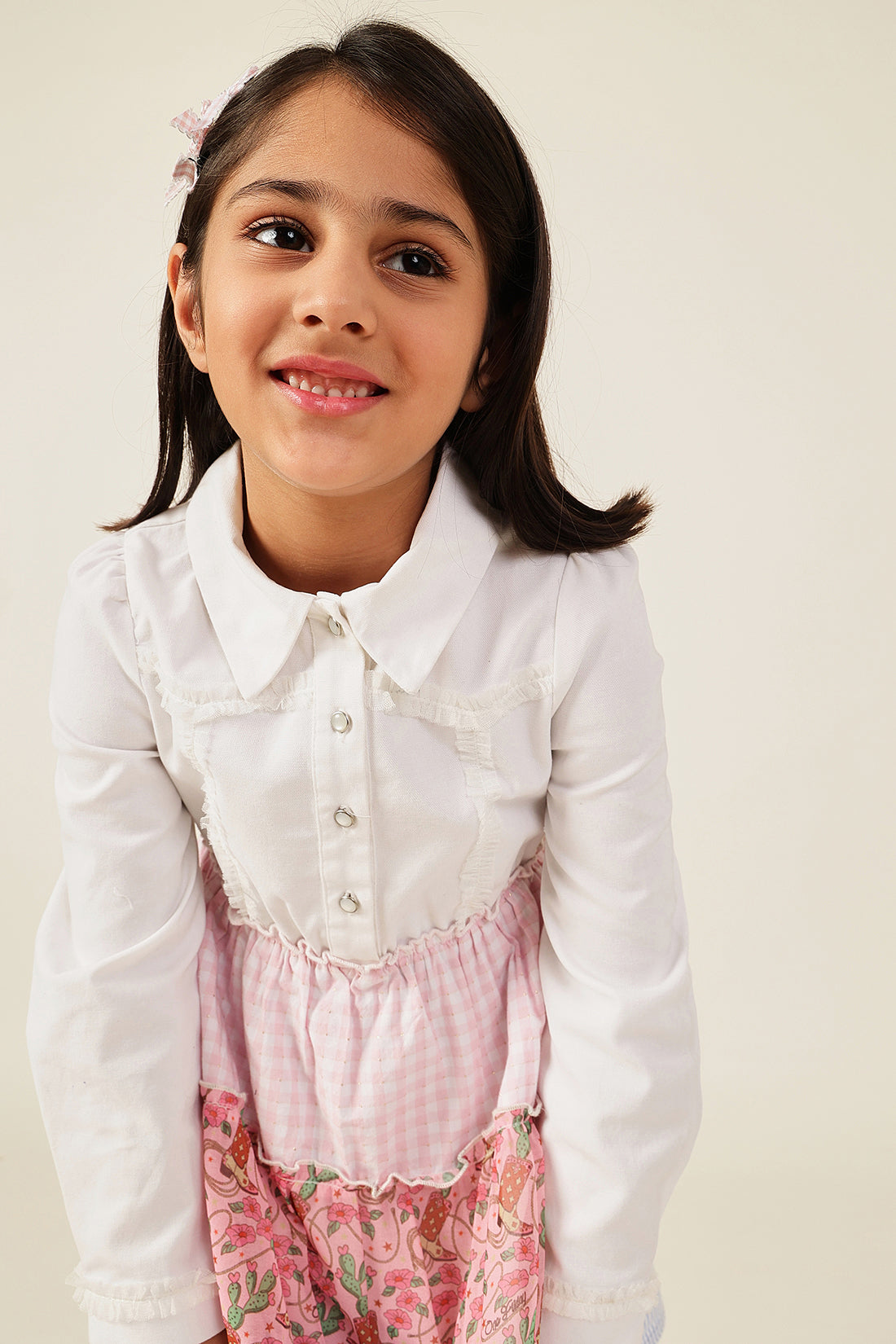 Girls Multi Color Printed Drill Dress