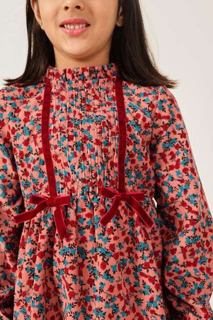 Girls Multicolour Floral Print Dress