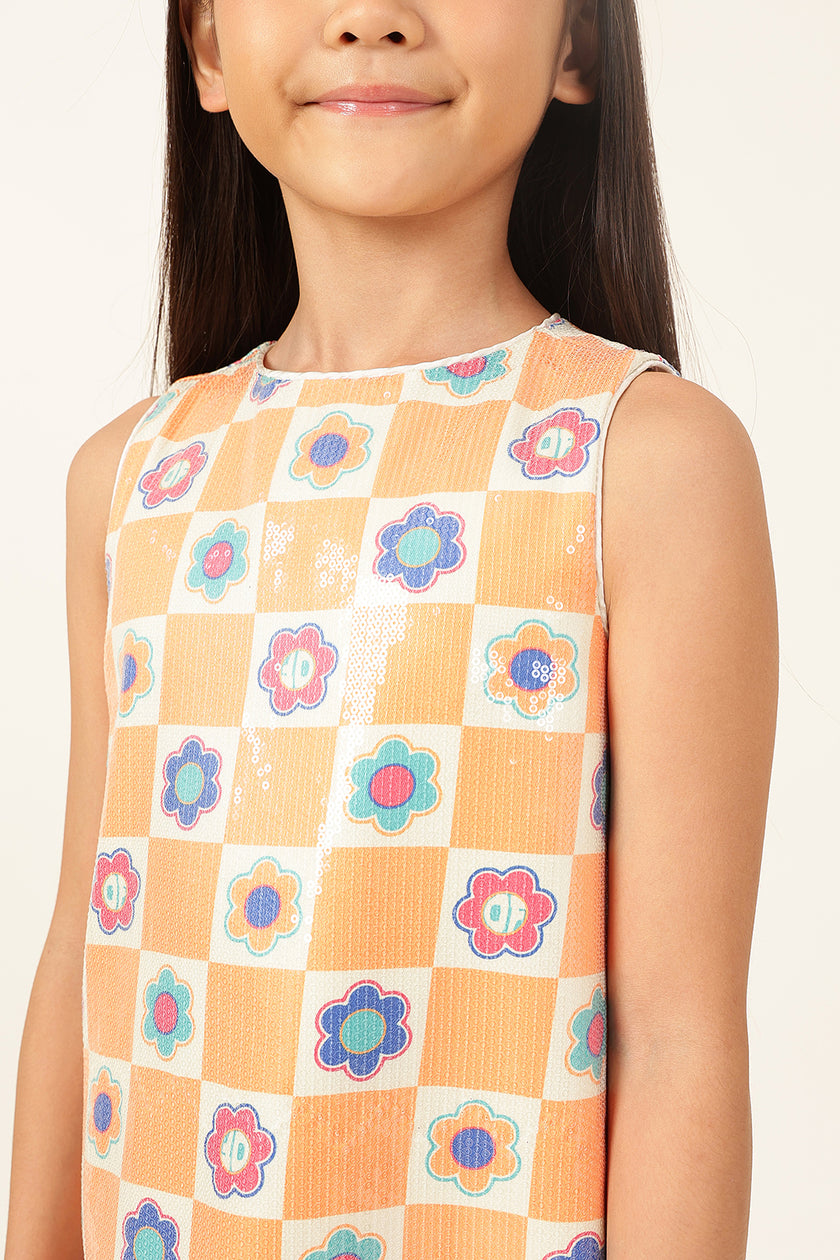 One Friday Girls’ Multicolor Sleeveless A-Line Dress – Breezy & Stylish Fit