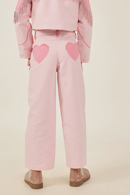 Girls Pink Trouser with Buttoned Waistband